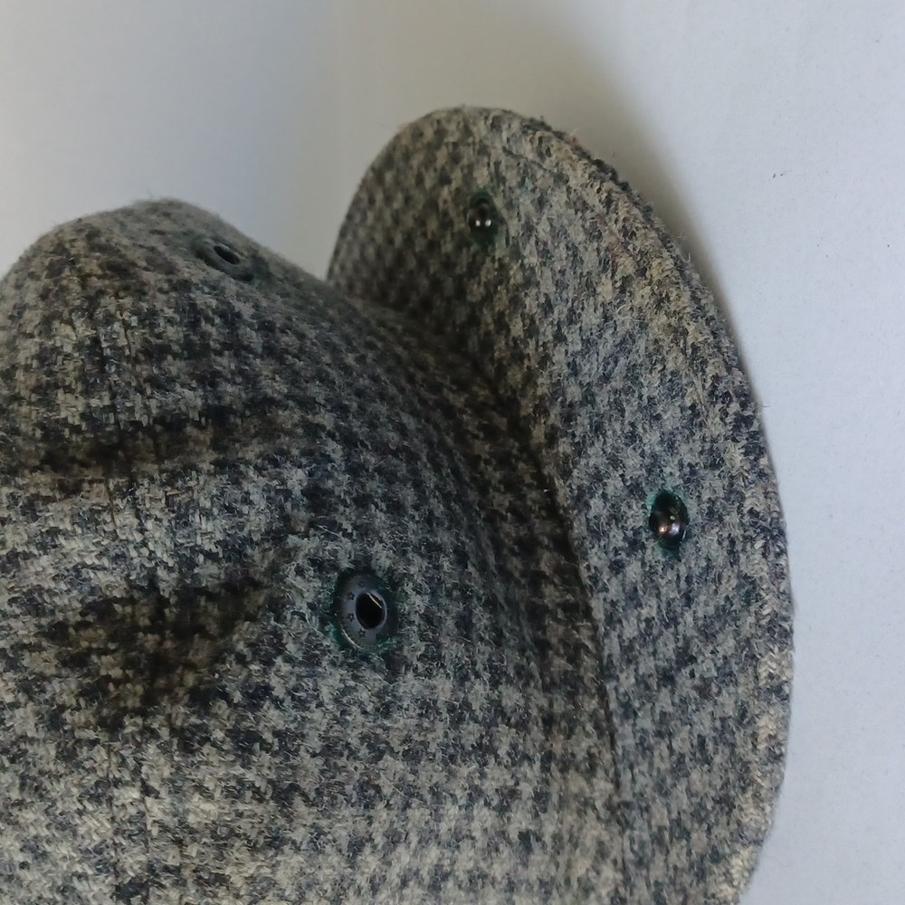 Flat Cap Wool Hat Gray Houndstooth Pattern Made B… - image 8